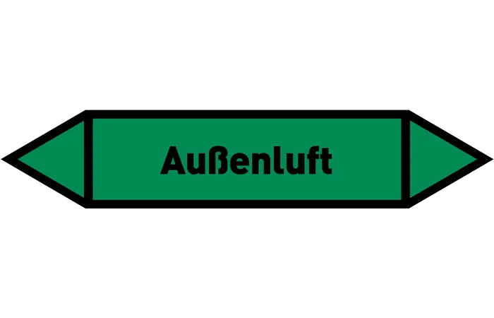 Pfeil Außenluft grün/schwarz 125x25 mm